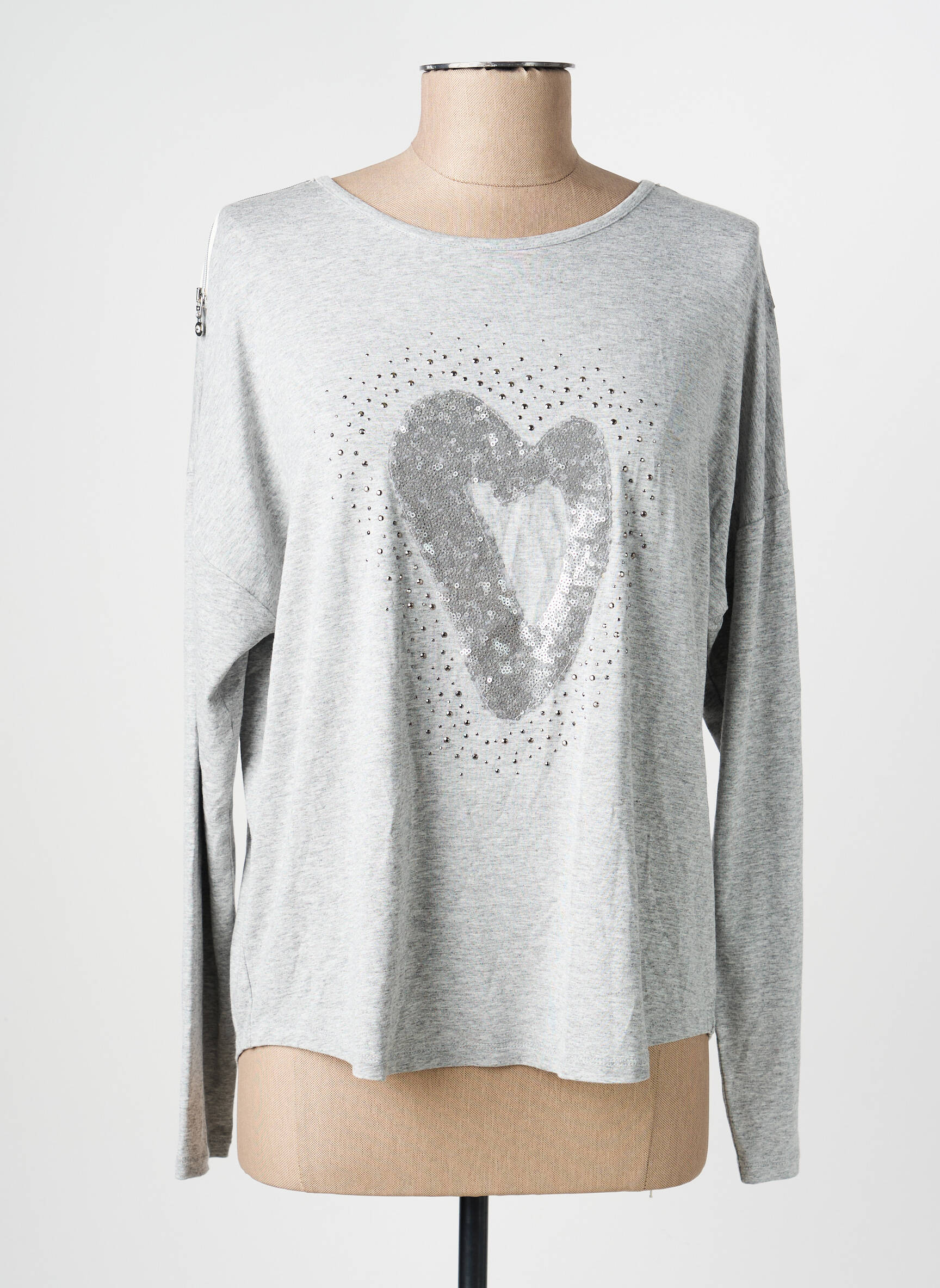 Top stretch manches longues gris THOMAS RABE femme