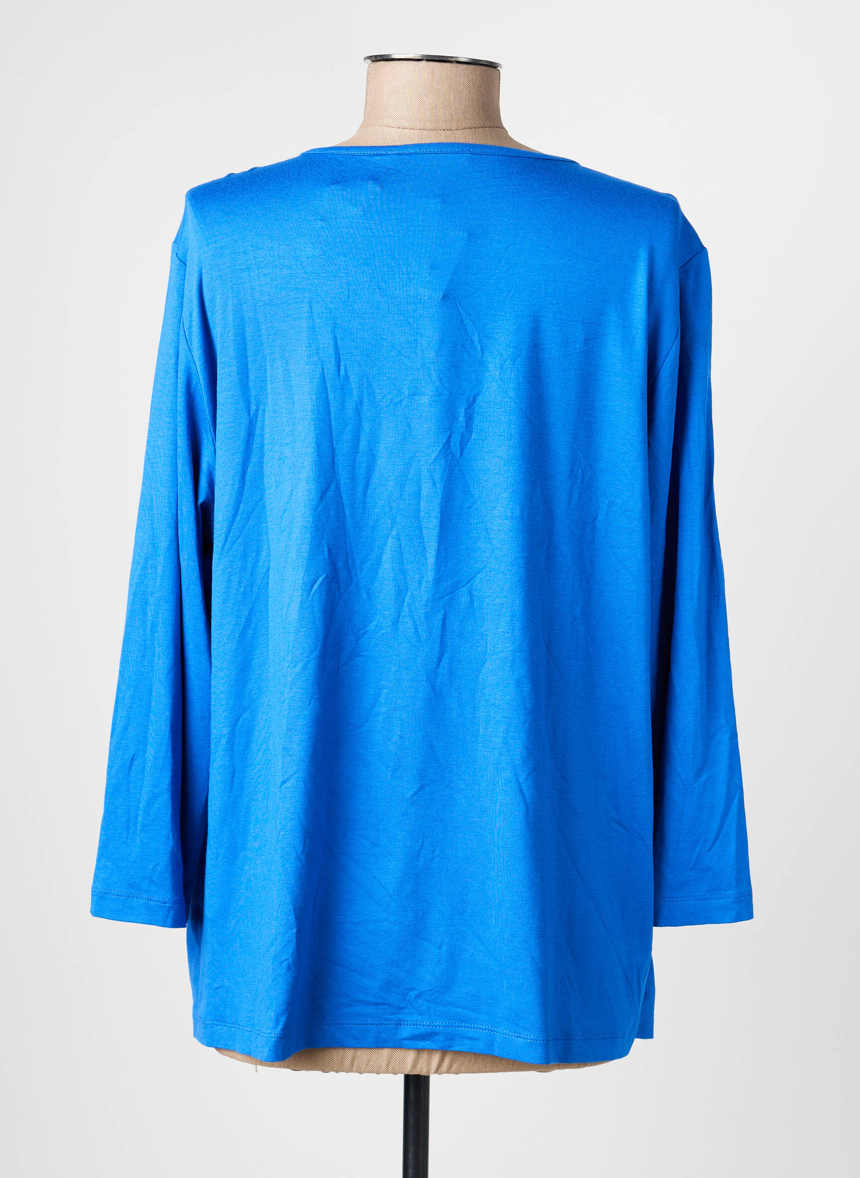 Top tissage crêpe manches longues bleu RABE femme