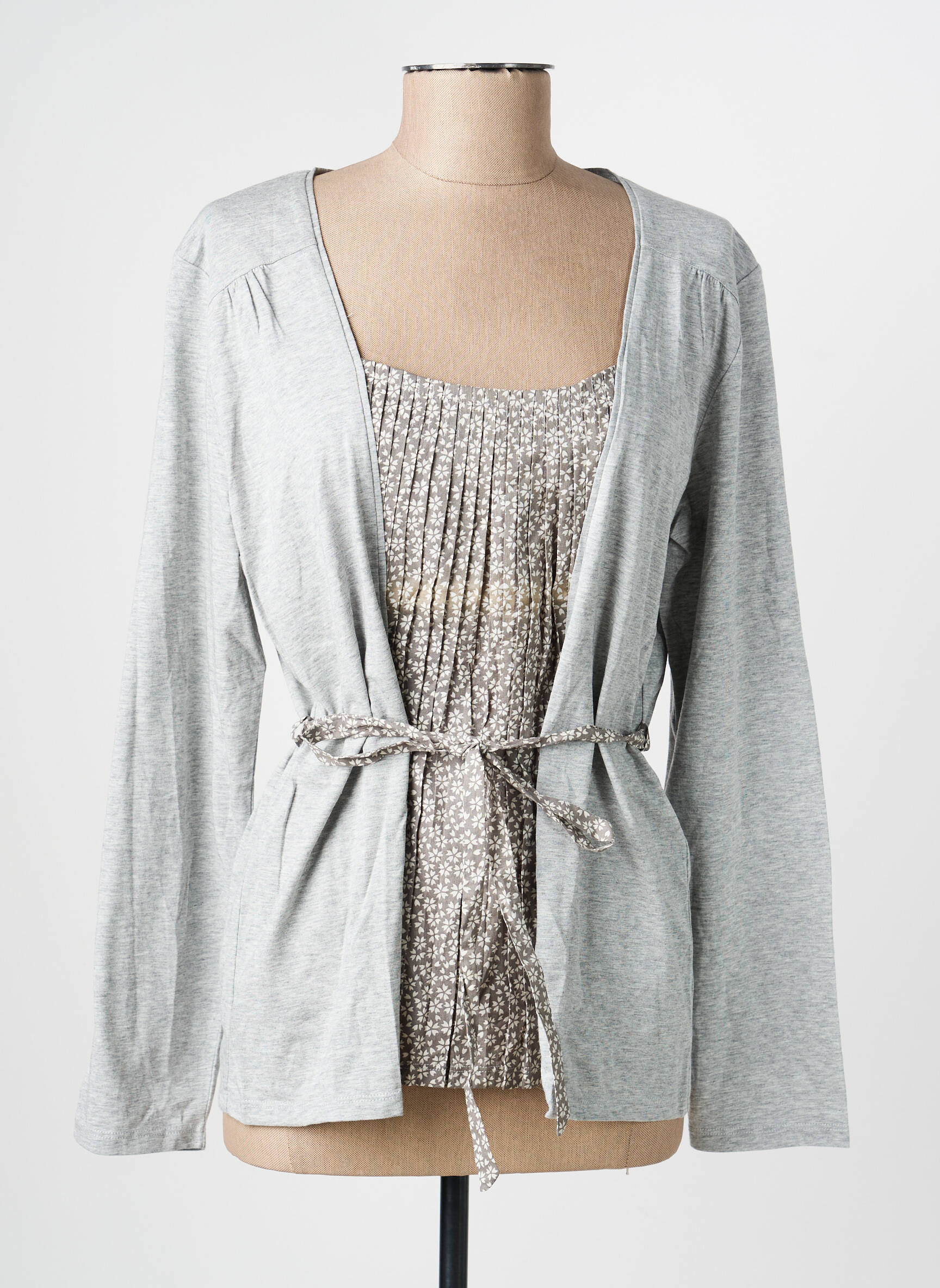 Top col carré manches longues gris ESCORPION femme