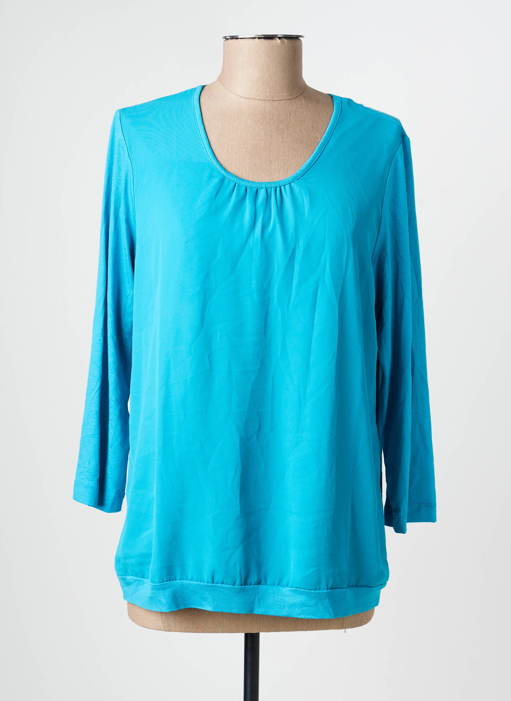 Top tissage crêpe manches longues bleu RABE femme