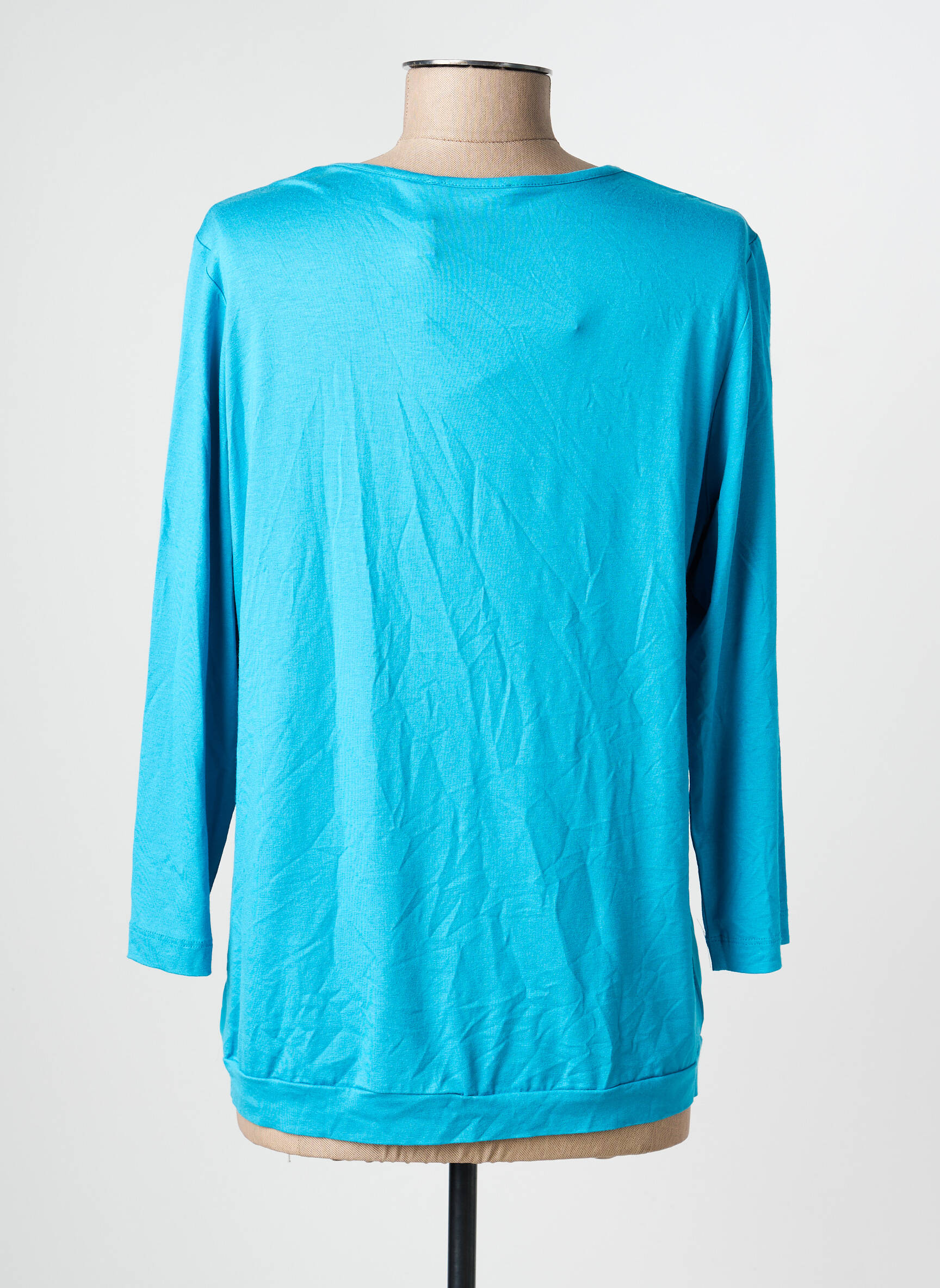 Top tissage crêpe manches longues bleu RABE femme
