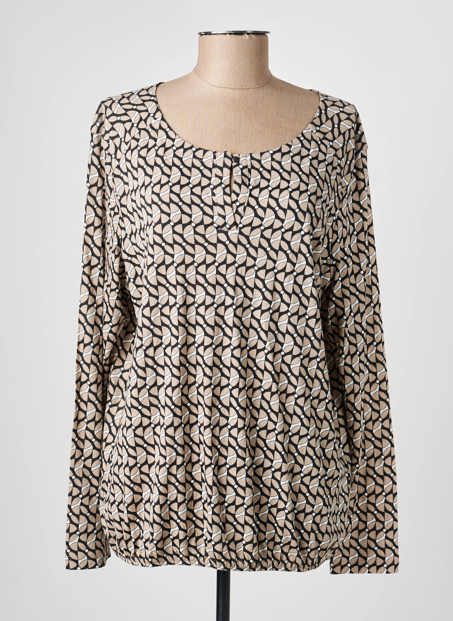 Blouse imprimé fantaisie manches longues beige OLSEN femme