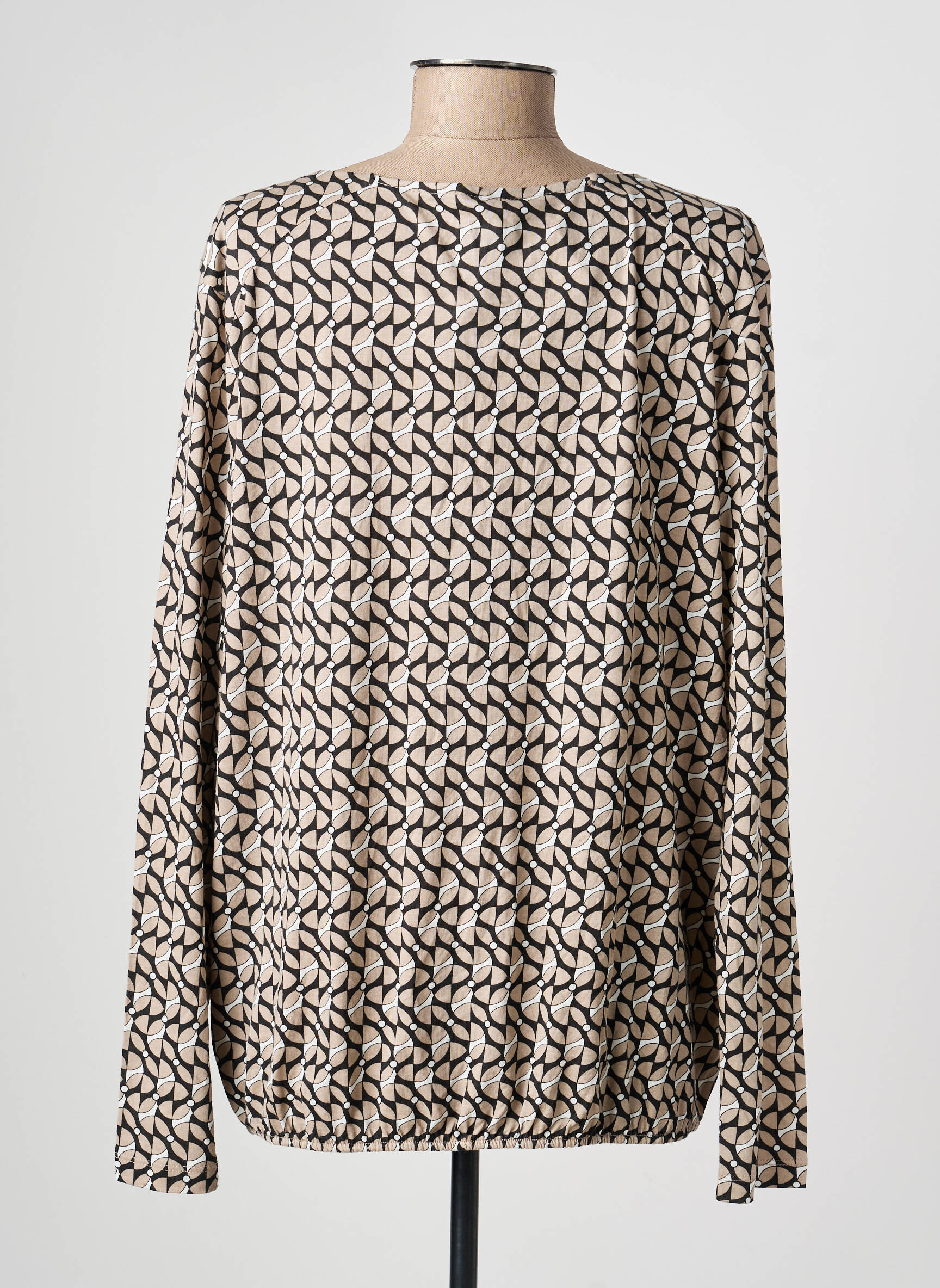 Blouse imprimé fantaisie manches longues beige OLSEN femme