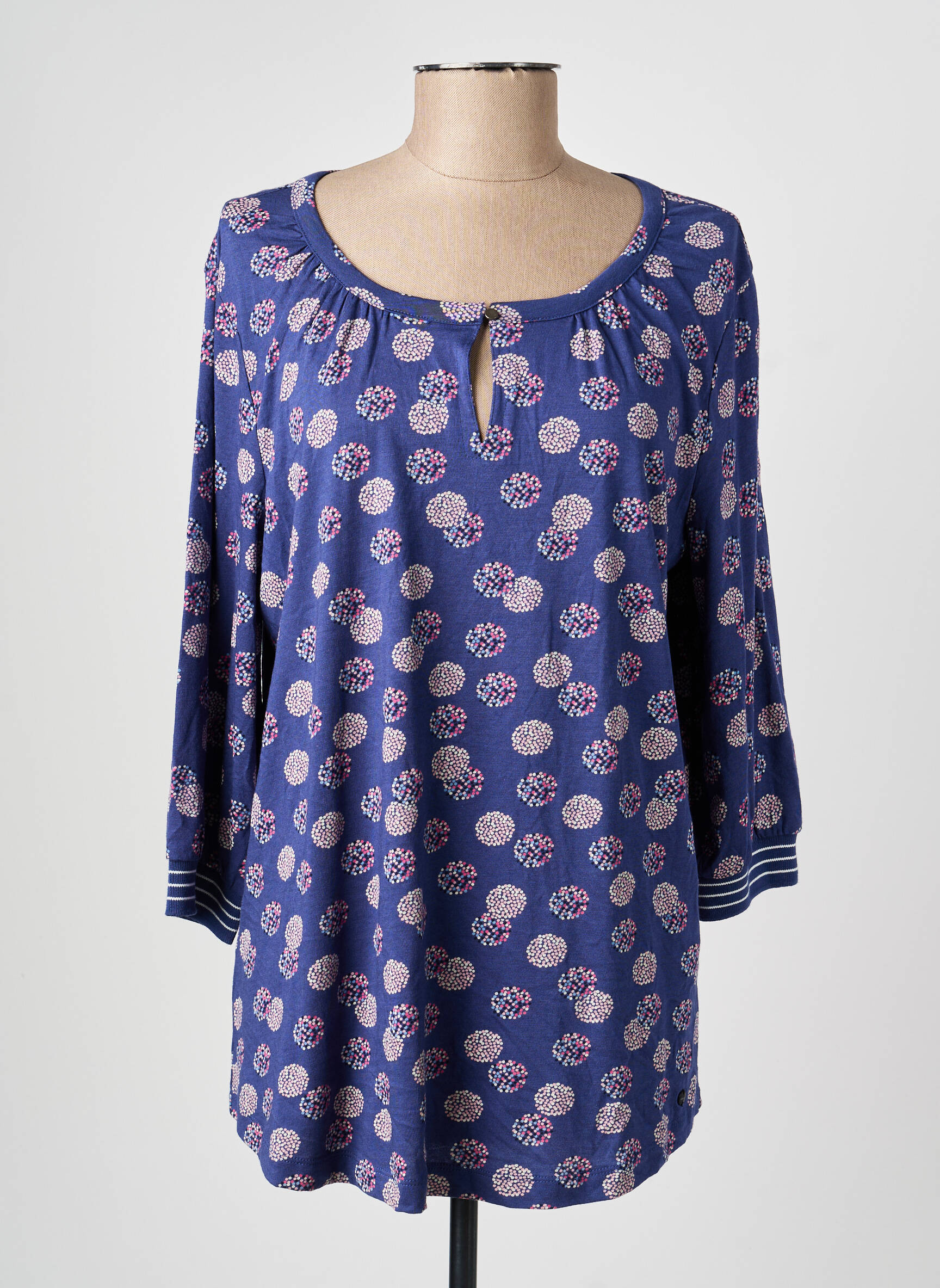 Blouse imprimé fantaisie manches longues bleu OLSEN femme