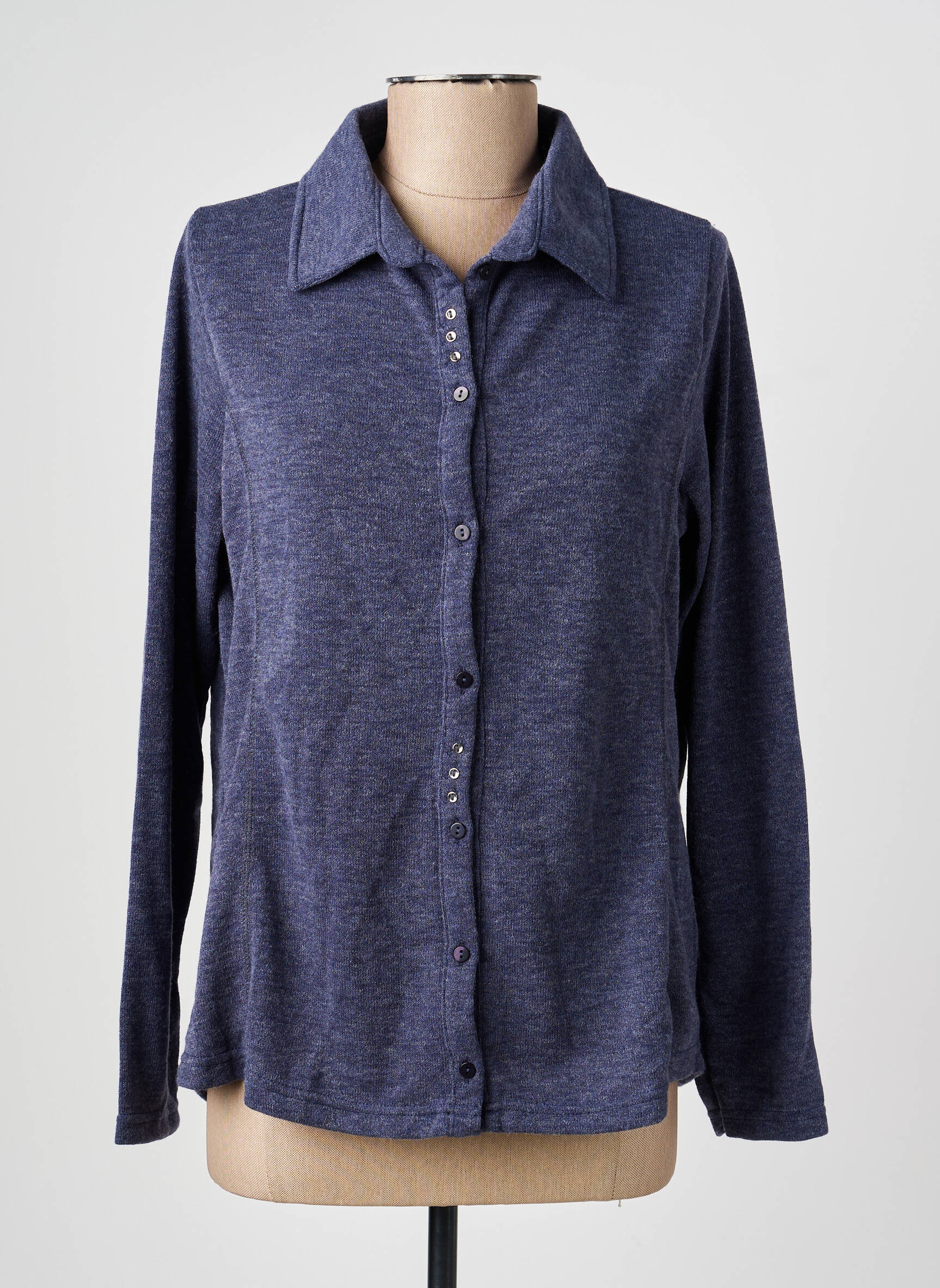 Chemisier coupe cintrée manches longues bleu I.ODENA femme