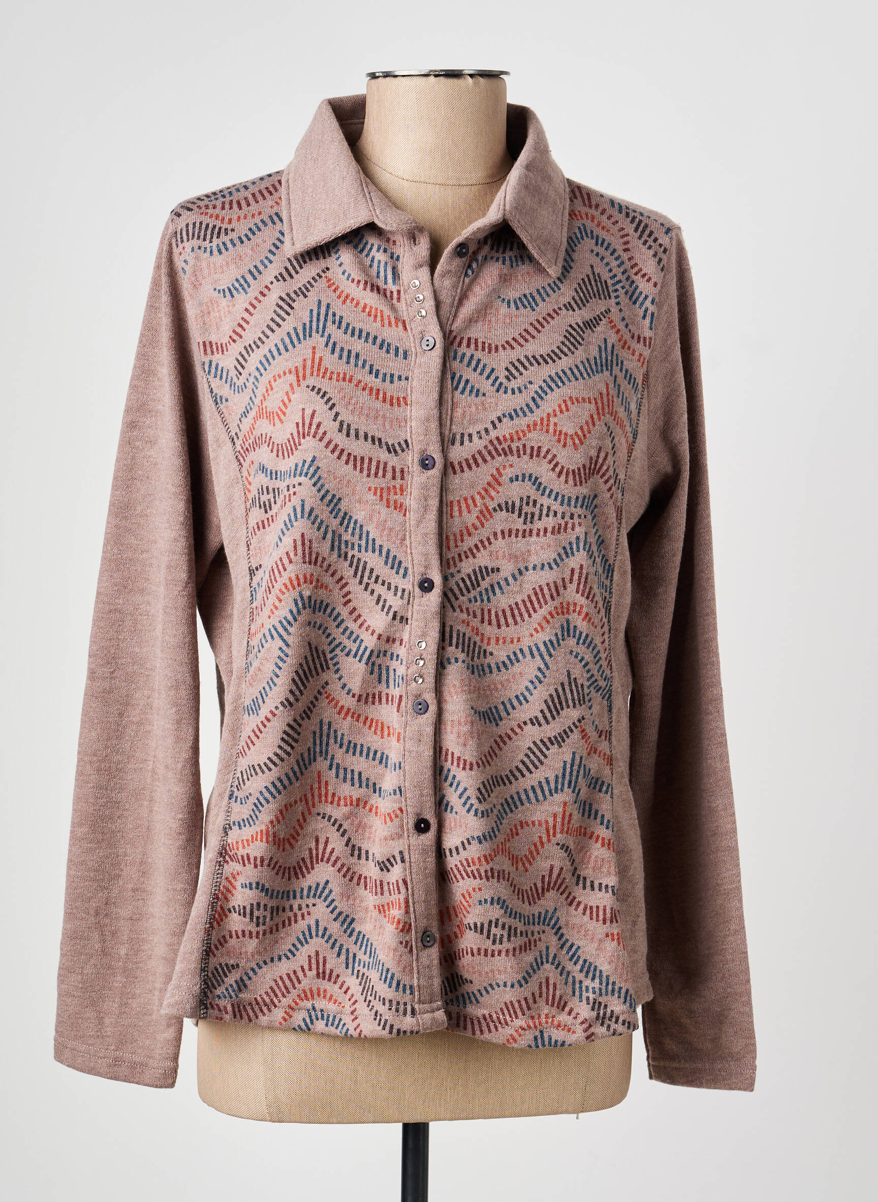 Veste casual col chemisier marron I.ODENA femme