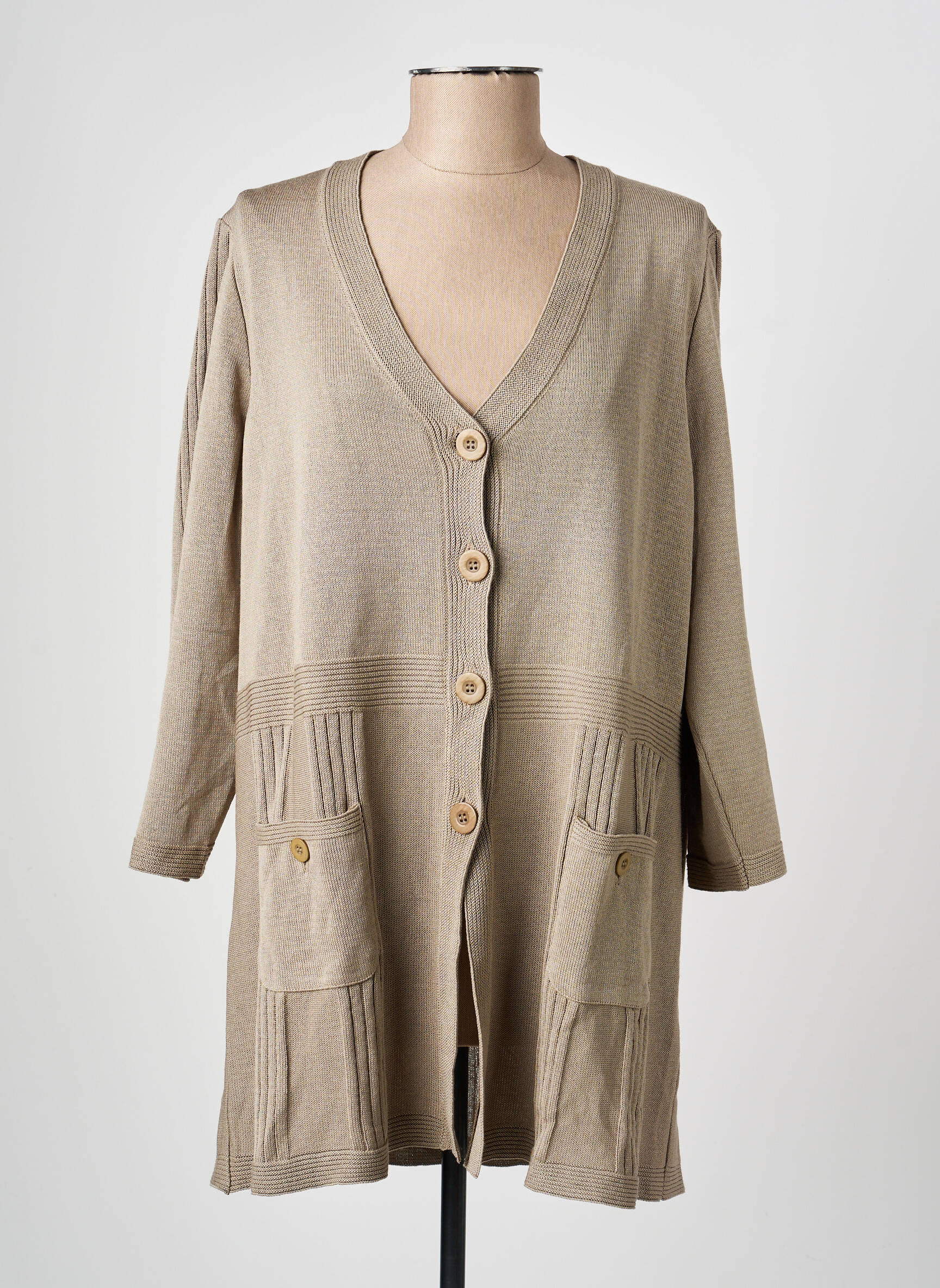 Gilet manches longues stretch vert PAUPORTÉ femme