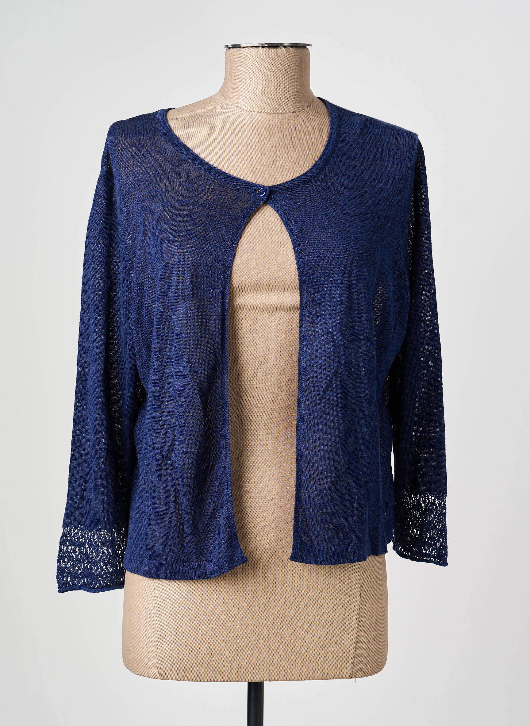 Gilet manches longues col rond bleu OLSEN femme