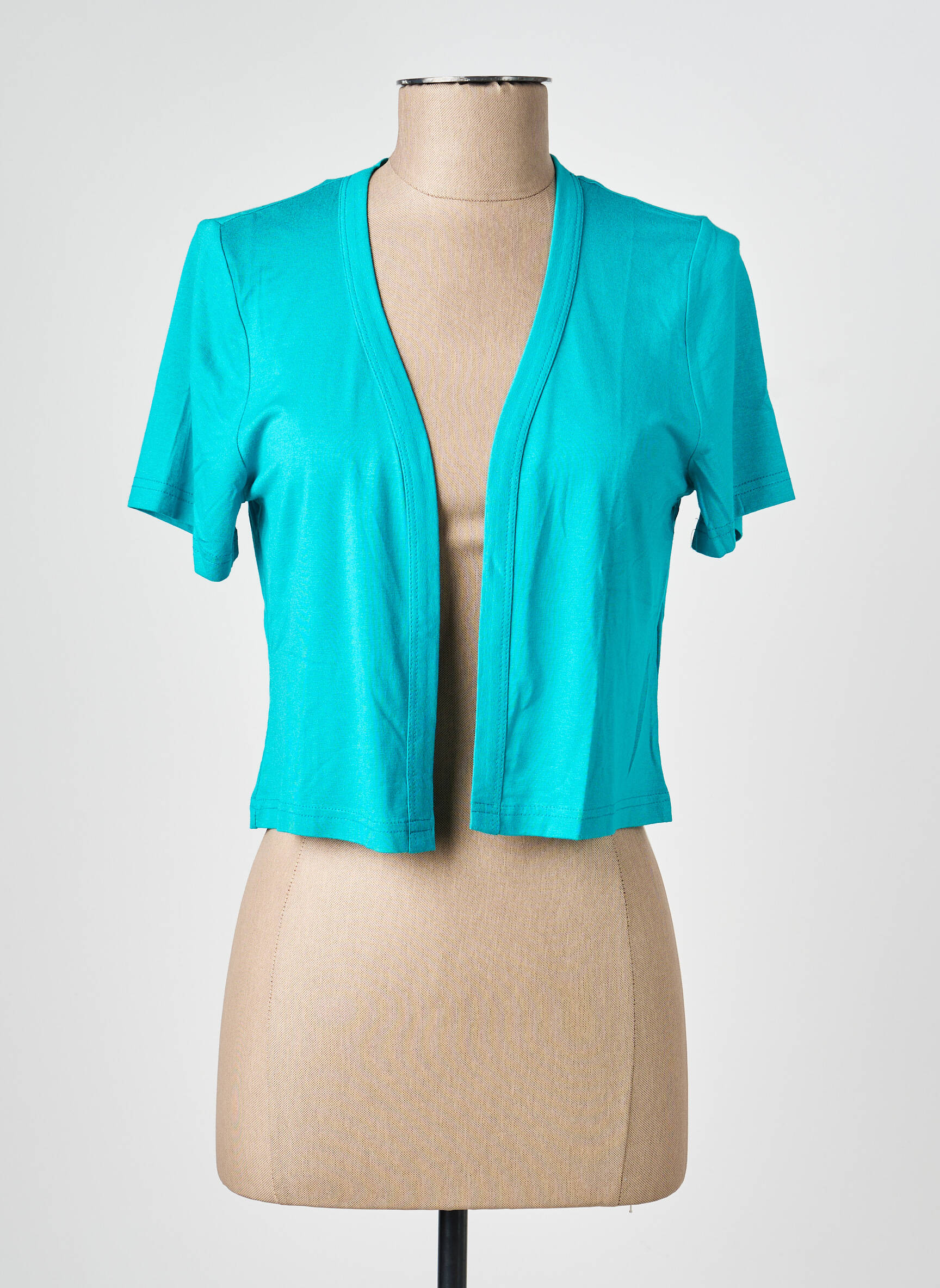 Gilet manches courtes col v bleu CHRISTINE LAURE femme