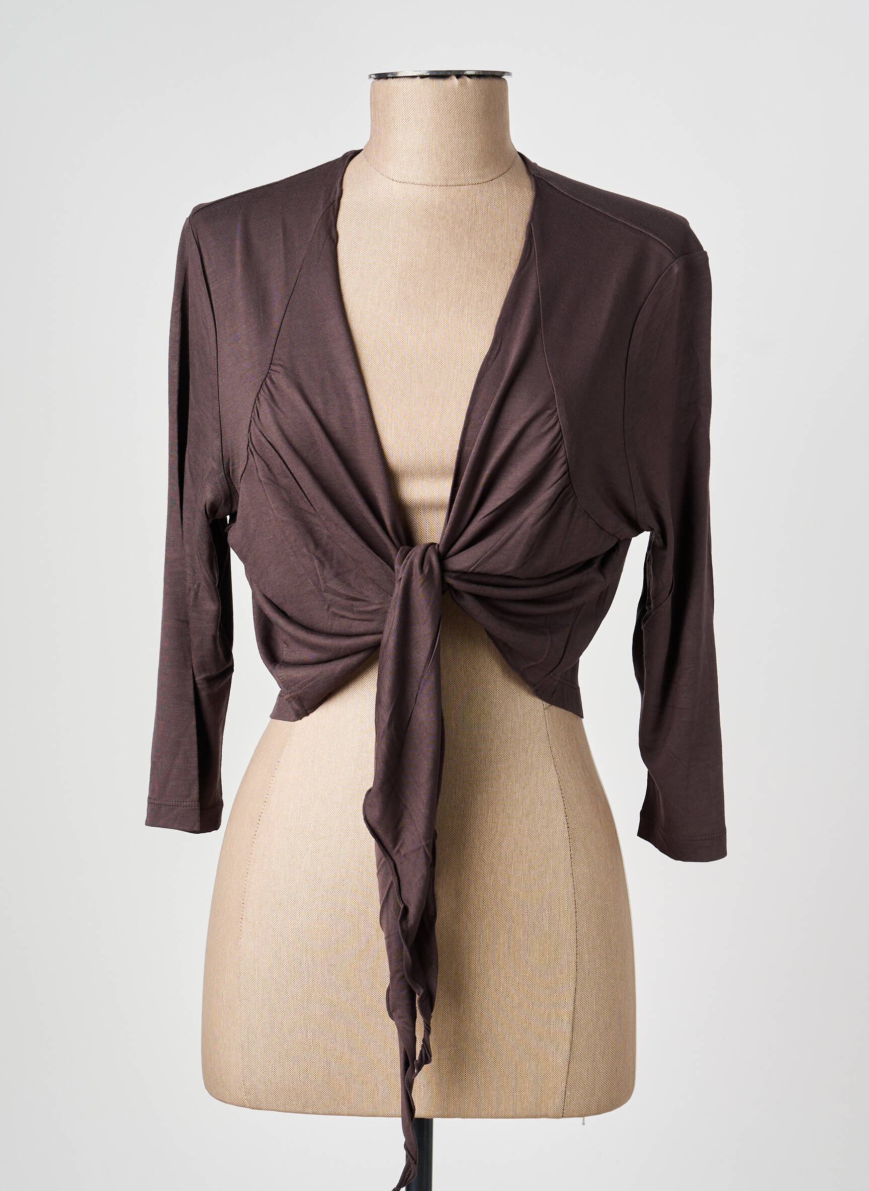 Gilet cache-cœur stretch marron OLSEN femme