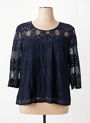 Top col rond manches 3/4 bleu CHRISTINE LAURE femme