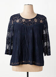 Top col rond manches 3/4 bleu CHRISTINE LAURE femme