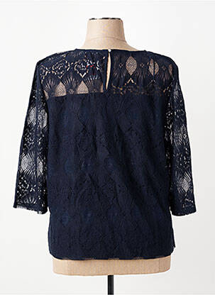 Top col rond manches 3/4 bleu CHRISTINE LAURE femme