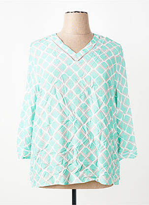 Blouse tissage popeline manches 3/4 vert FRANK WALDER femme