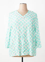 Blouse tissage popeline manches 3/4 vert FRANK WALDER femme