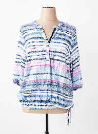 Blouse tissage popeline manches 3/4 bleu THOMAS RABE femme