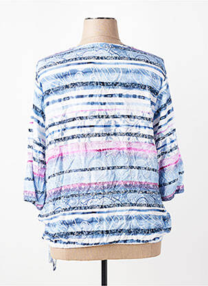 Blouse tissage popeline manches 3/4 bleu THOMAS RABE femme