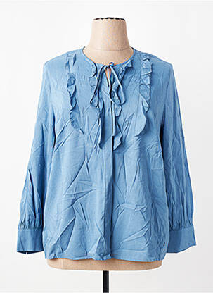 Blouse tissage popeline manches longues bleu OLSEN femme