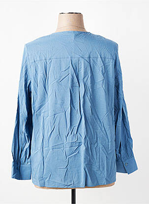 Blouse tissage popeline manches longues bleu OLSEN femme