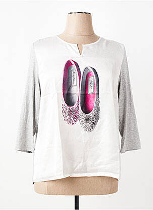 Top imprimé fantaisie manches 3/4 gris THOMAS RABE femme