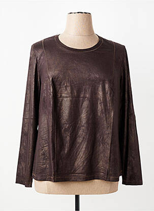 Top col rond manches longues marron PAUPORTÉ femme