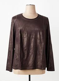 Top col rond manches longues marron PAUPORTÉ femme