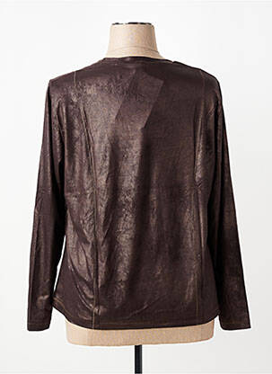 Top col rond manches longues marron PAUPORTÉ femme