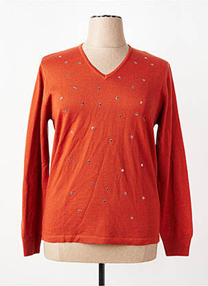 Pull coupe cintrée manches longues orange ELLEMME femme