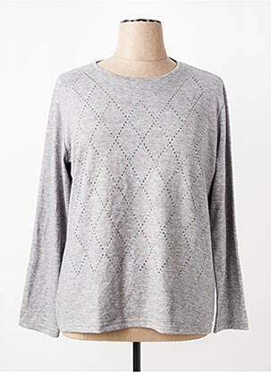 Pull tissage chiné manches longues gris I.ODENA femme