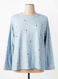 Pull tissage chiné manches longues bleu I.ODENA femme