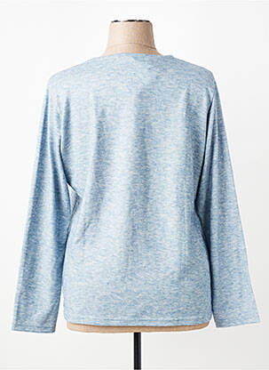 Pull tissage chiné manches longues bleu I.ODENA femme