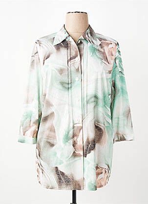 Chemisier imprimé fleurs manches 3/4 vert FINNKARELIA femme