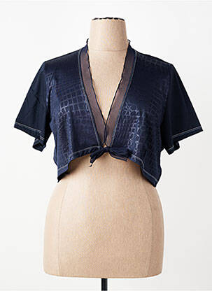 Gilet manches courtes col v bleu CHRISTINE LAURE femme