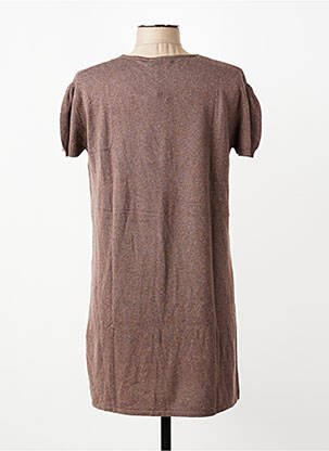 Robe pull tissage chiné manches courtes marron KATMAI femme