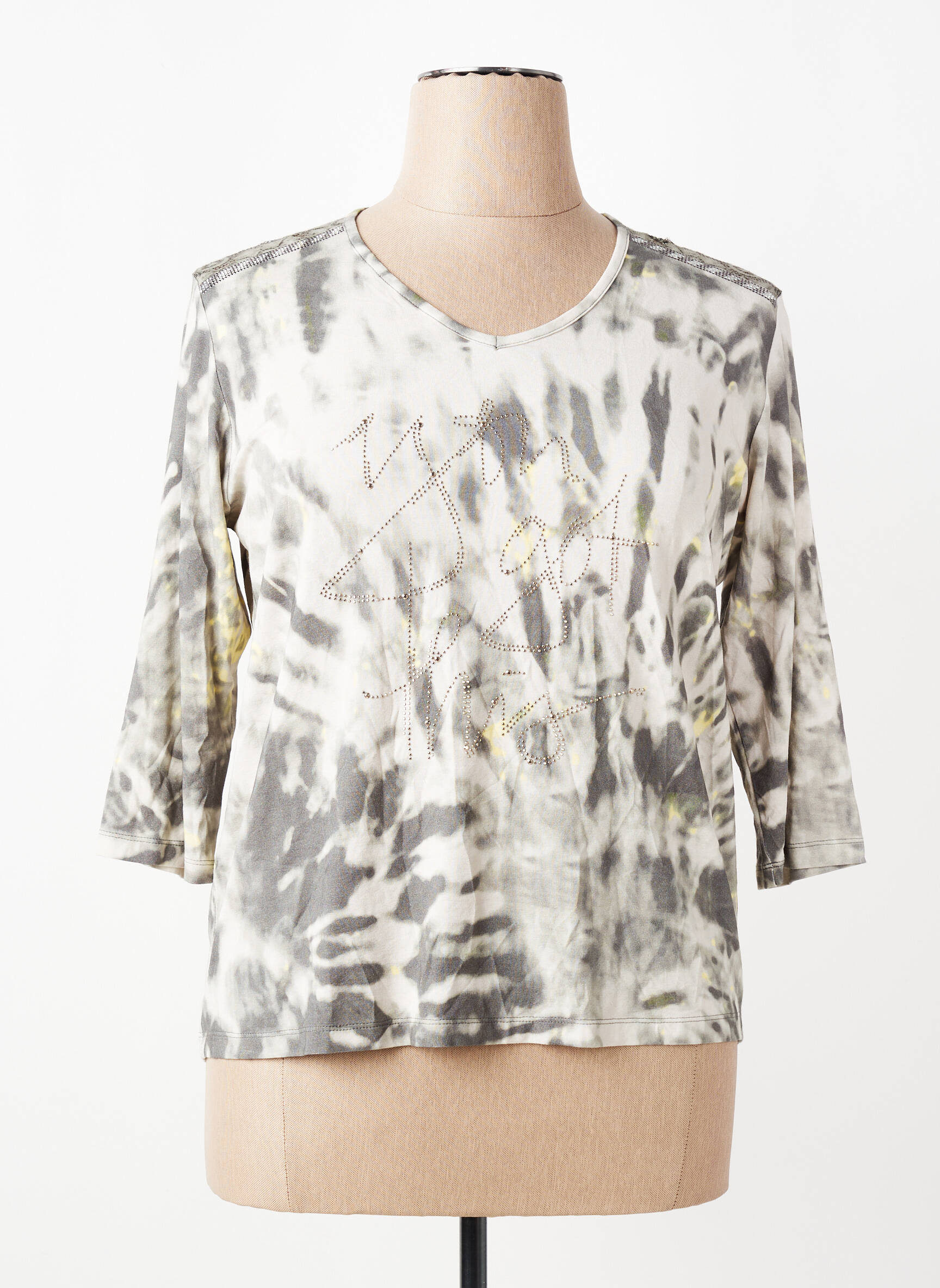 T-shirt manches 3/4 manches 3/4 vert THOMAS RABE femme