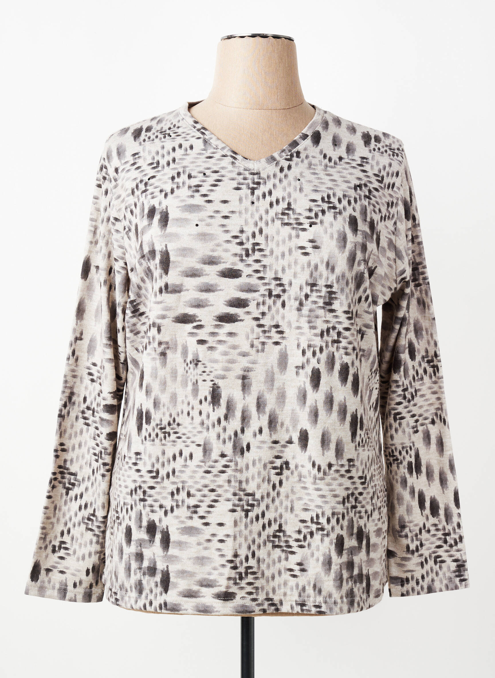 Pull coupe cintrée manches longues gris I.ODENA femme