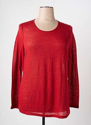 Top tissage jersey manches longues rouge PAUSE CAFE femme