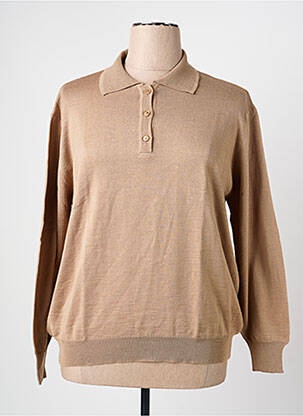Polo stretch manches longues beige EDWIGE femme
