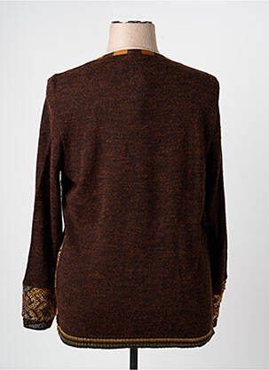 Gilet manches longues col rond marron PAUSE CAFE femme