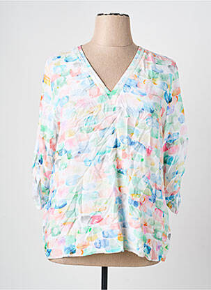 Blouse tissage popeline manches longues bleu THOMAS RABE femme