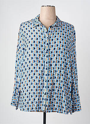 Chemisier imprimé fantaisie manches longues bleu FRANK WALDER femme