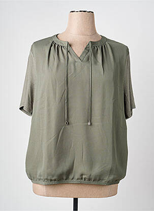 Top tissage crêpe manches courtes vert FRANK WALDER femme