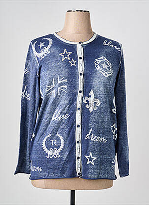 Gilet manches longues col rond bleu THOMAS RABE femme