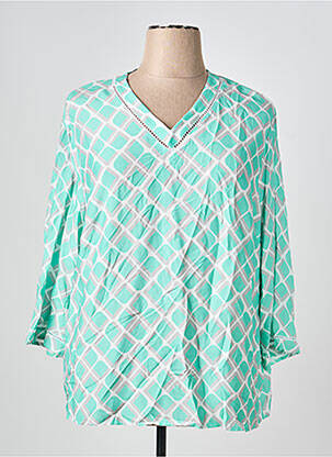 Blouse tissage popeline manches longues bleu FRANK WALDER femme