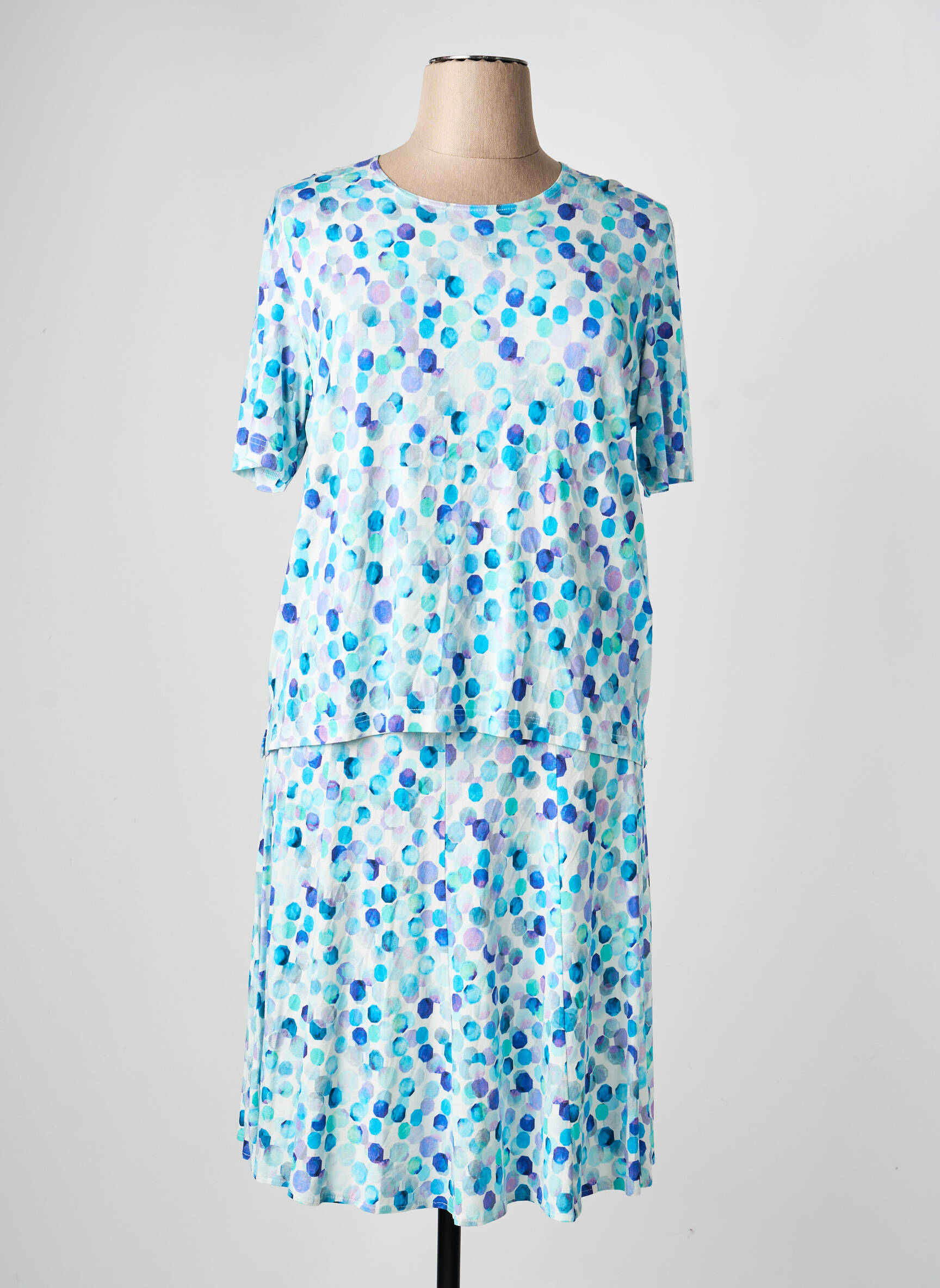 Ensemble jupe coupe fluide bleu GRIFFON femme