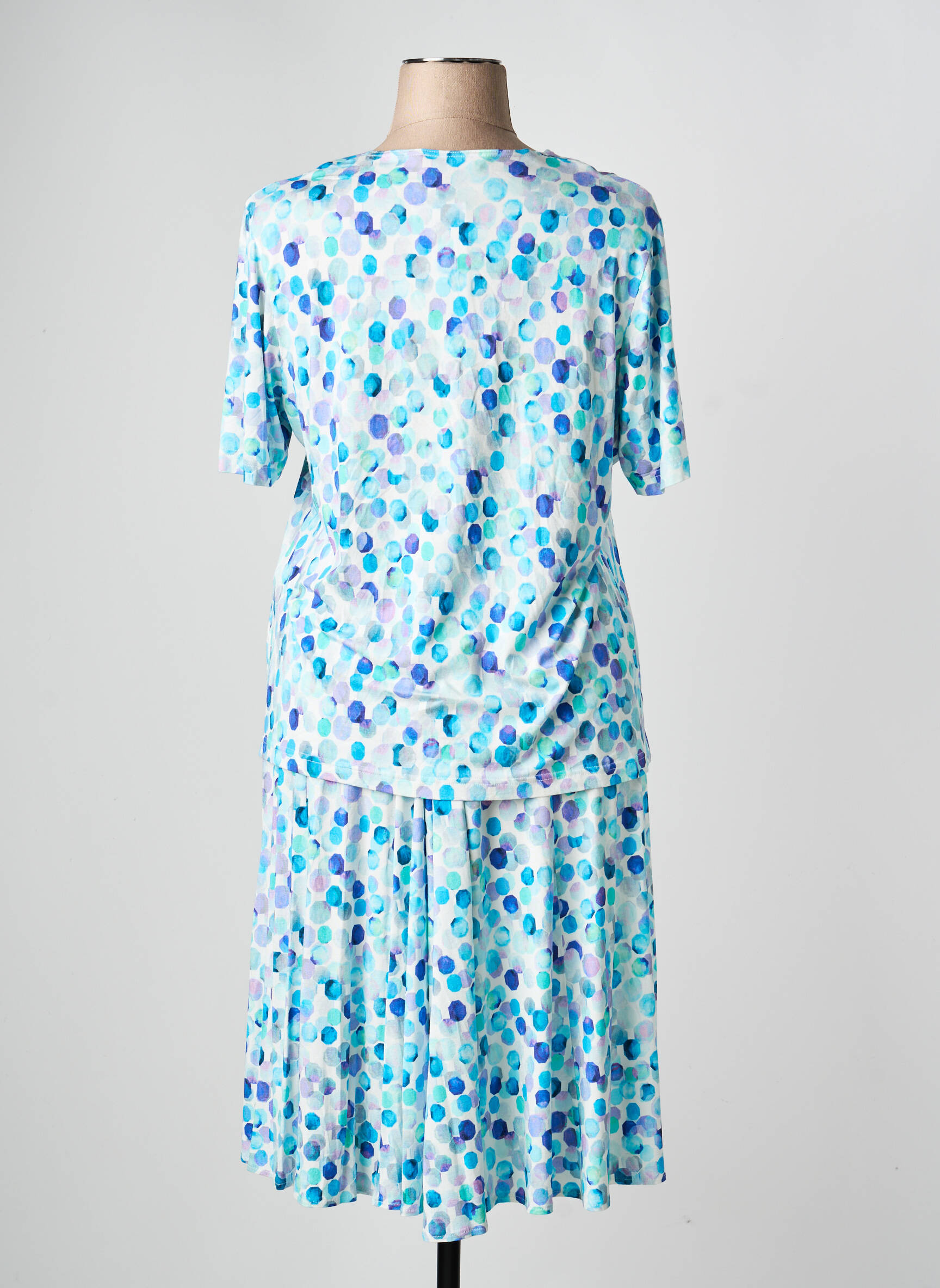 Ensemble jupe coupe fluide bleu GRIFFON femme