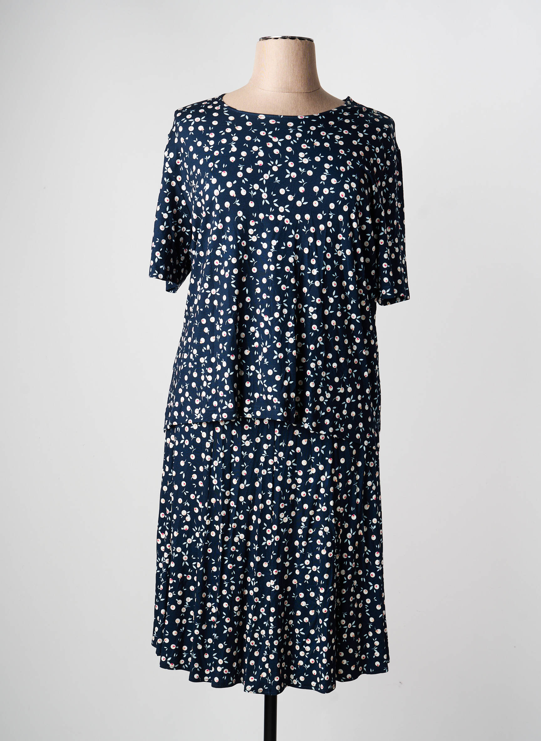 Ensemble jupe coupe fluide bleu GRIFFON femme