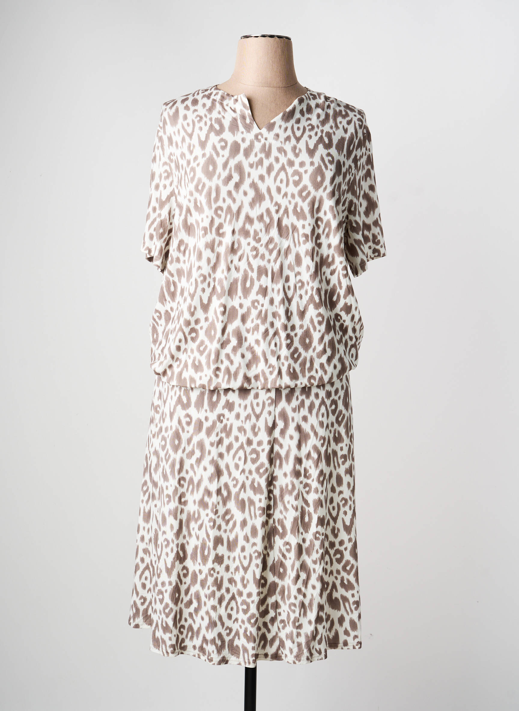 Ensemble jupe coupe fluide beige FRANK WALDER femme