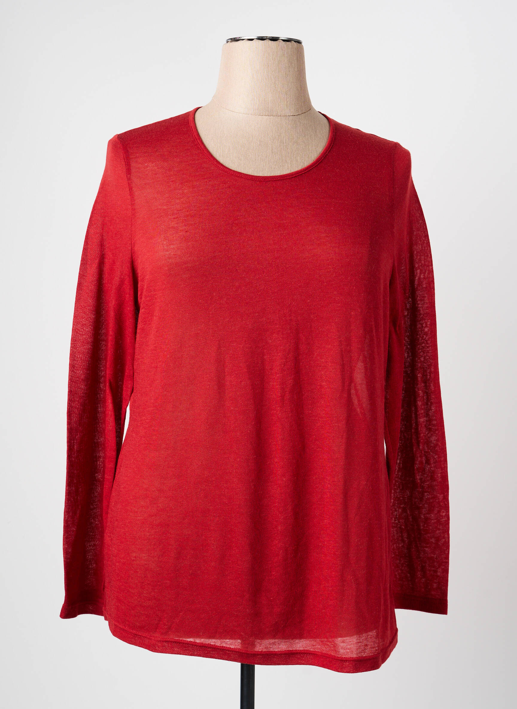 Top tissage jersey manches longues rouge PAUSE CAFE femme