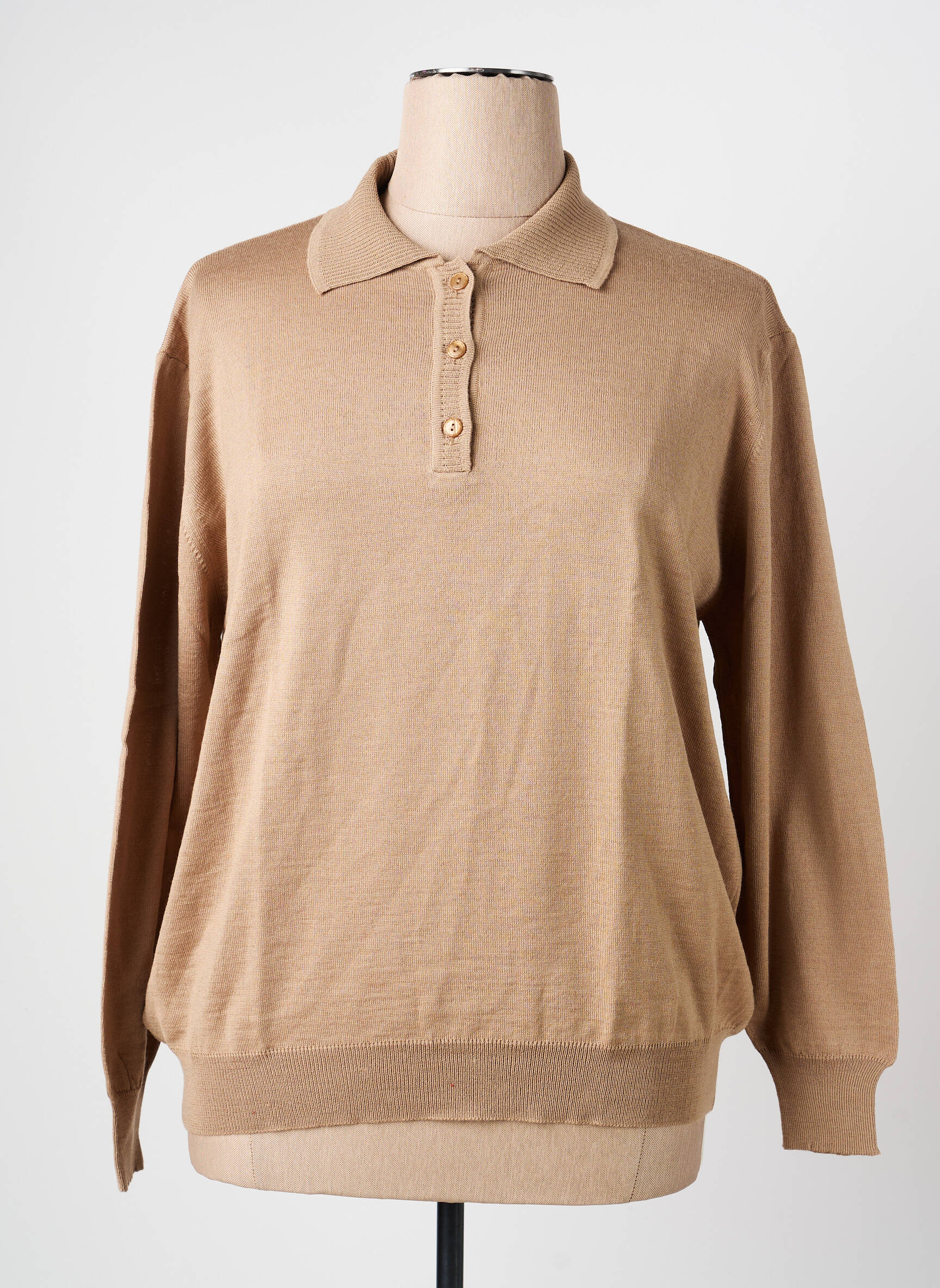 Polo stretch manches longues beige EDWIGE femme